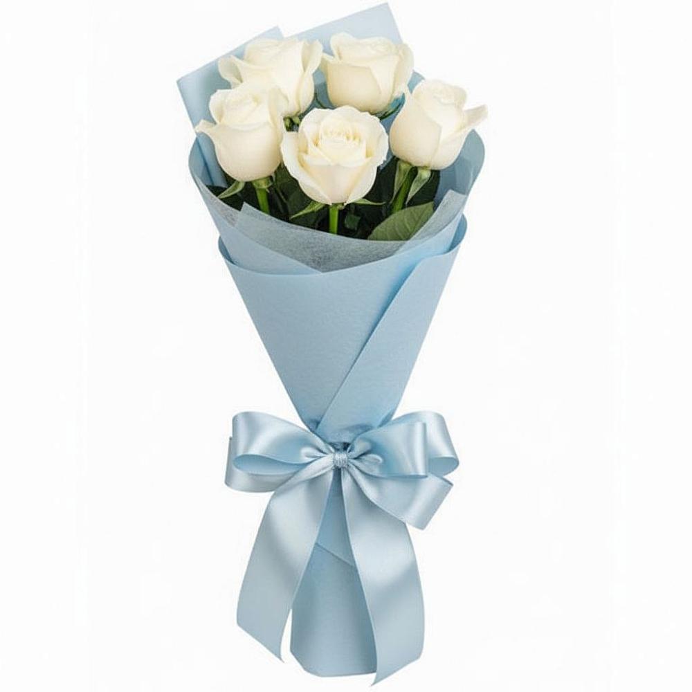 Букет 5 Белых роз Проуд в Новофрязино