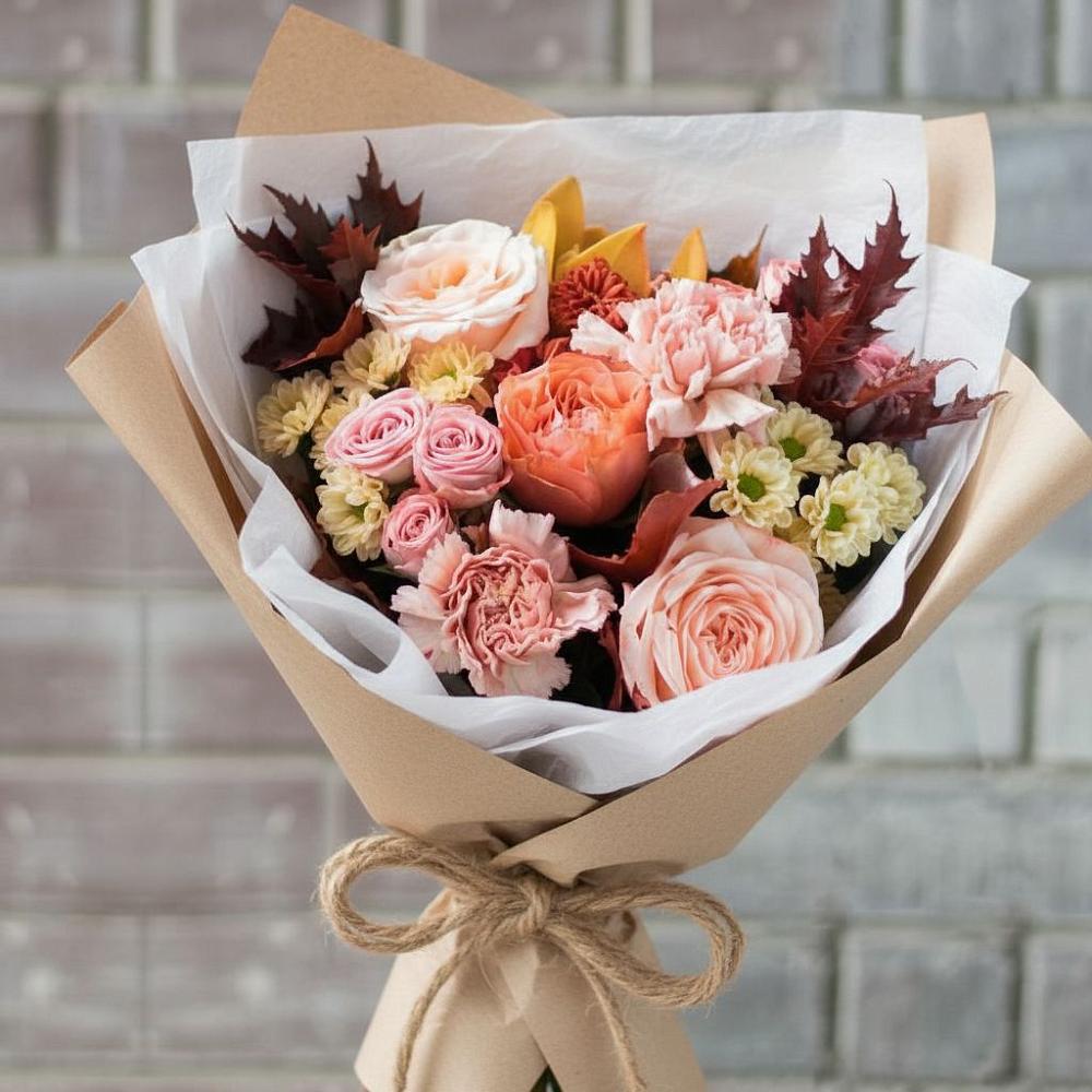 Букет цветов из: Гвоздики, Хризантемы и Розы в Новофрязино