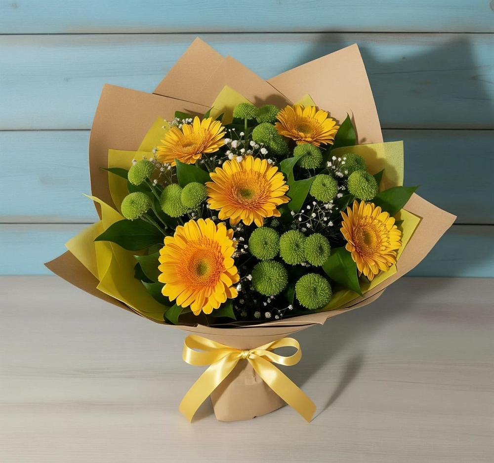 Букет цветов из: Герберы и Хризантемы в Новофрязино