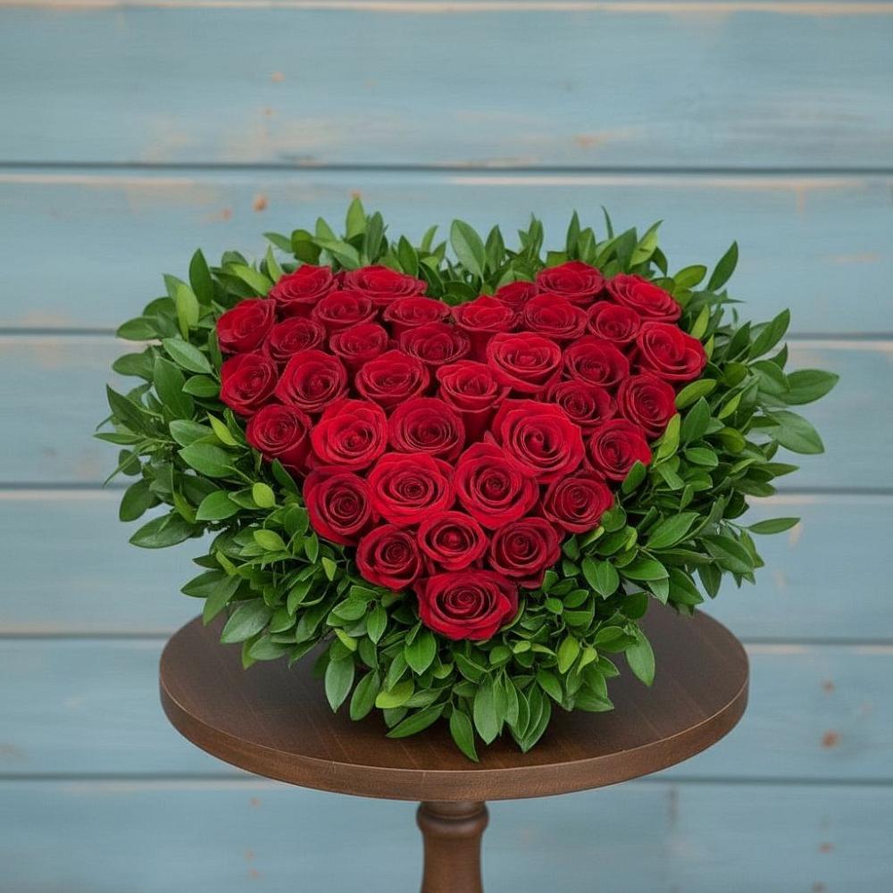 Цветочная композиция из Розы в виде сердца в Новофрязино