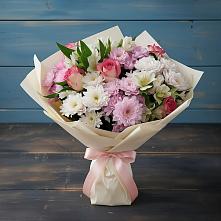 Букет цветов из:  Хризантемы, Альстромерии и Розы в Новофрязино