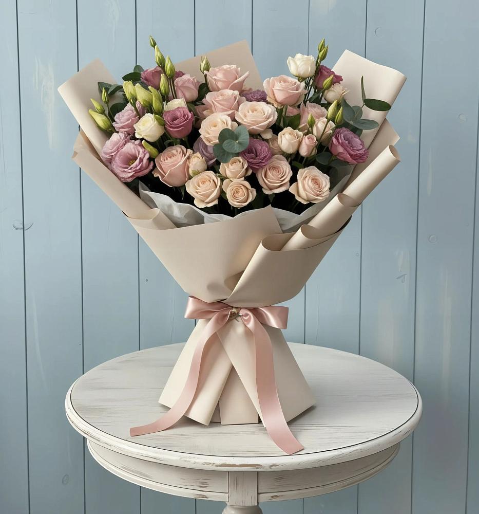 Букет цветов из: Розы и Лизиантусы в Новофрязино