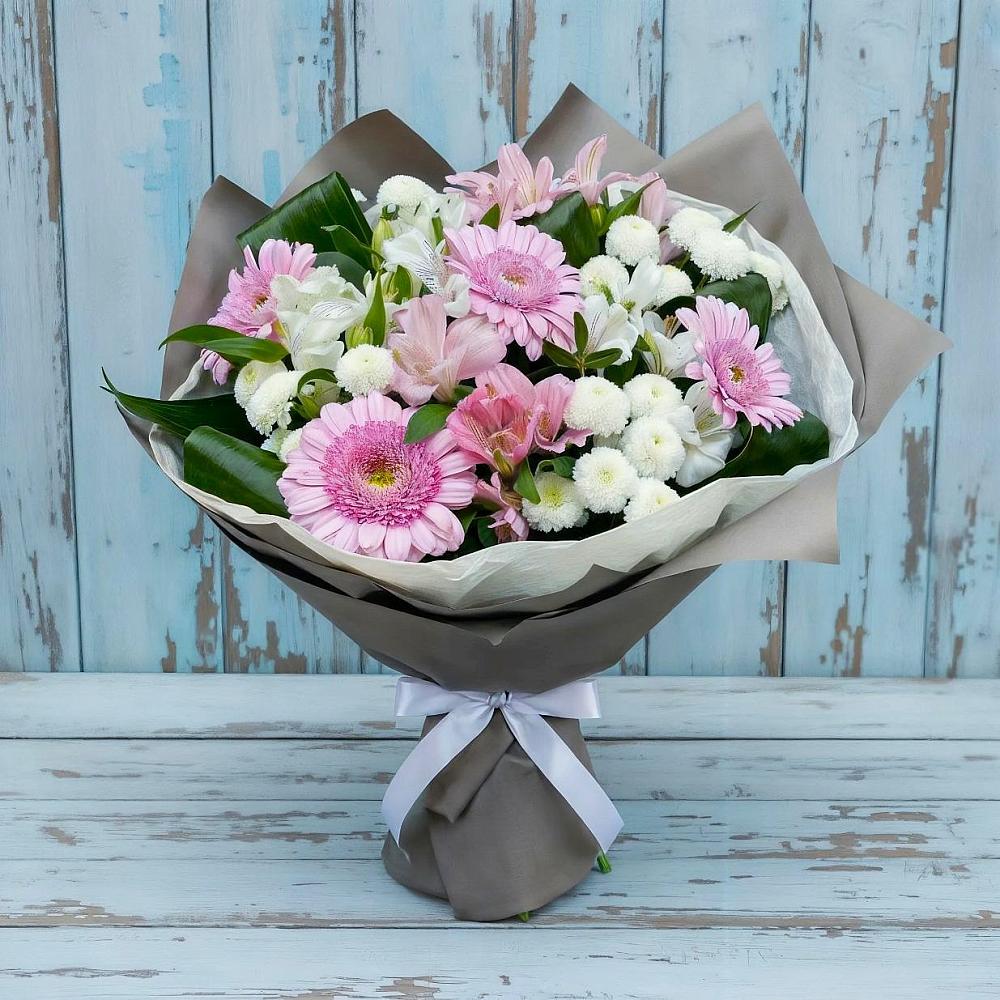 Букет цветов из: Герберы, Альстромерии и Хризантемы в Новофрязино